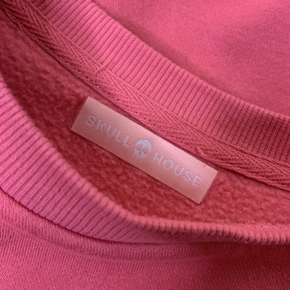 Skull House | Pretty Pink Oversized Sweatshirt ALTERNATIVE BARBIE CORE OS Crop - Picture 8 of 9